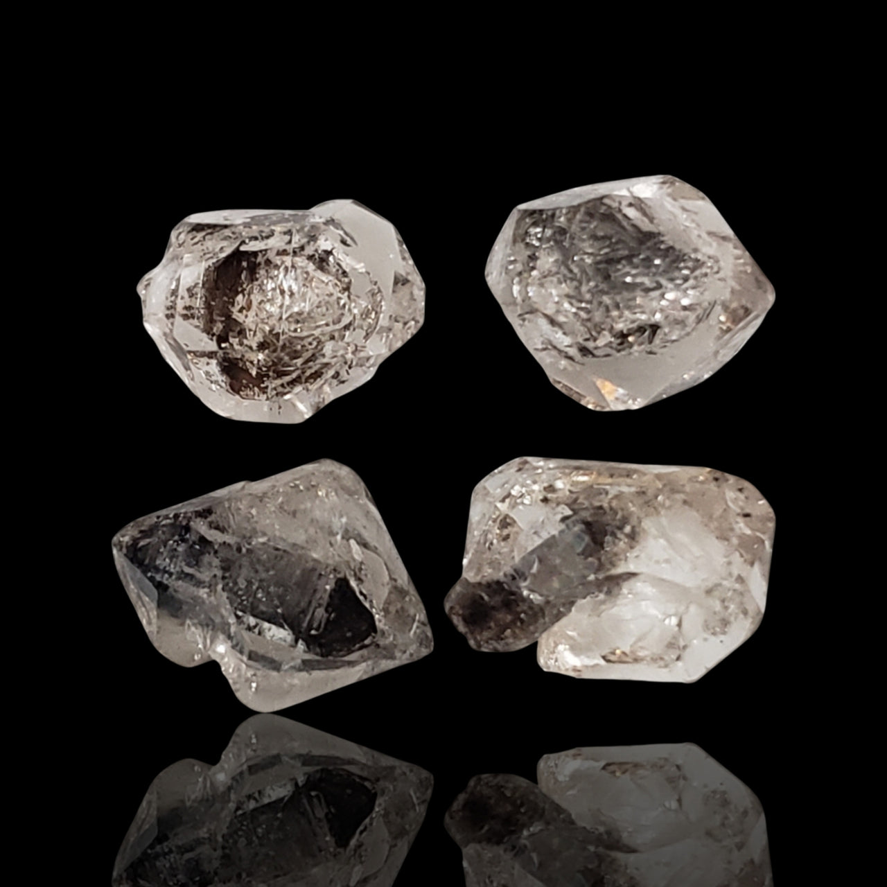 28Ct 4Pcs Natural Herkimer Diamond Rough LOT. Length range- approx. 12mm to 14mm