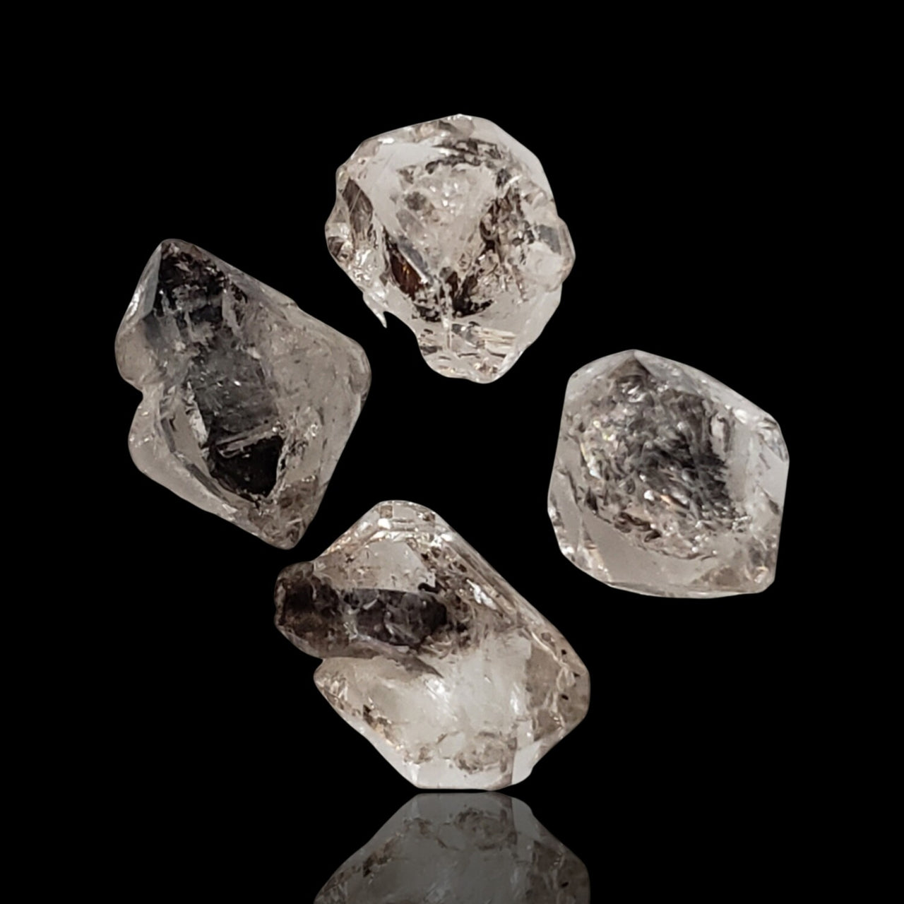 28Ct 4Pcs Natural Herkimer Diamond Rough LOT. Length range- approx. 12mm to 14mm