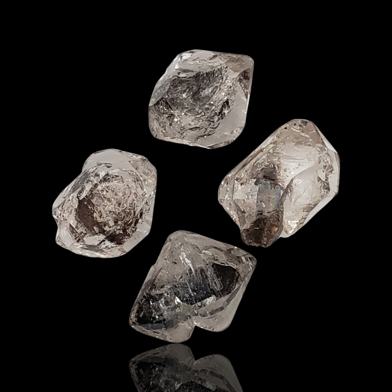 28Ct 4Pcs Natural Herkimer Diamond Rough LOT. Length range- approx. 12mm to 14mm