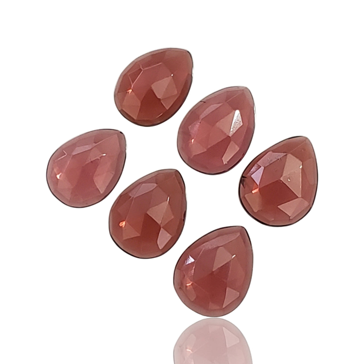 10Ct 6Pcs Natural Almandine Red Garnet Rose Cut Cabochons LOT. Length range- approx. 9.5mm to 10mm