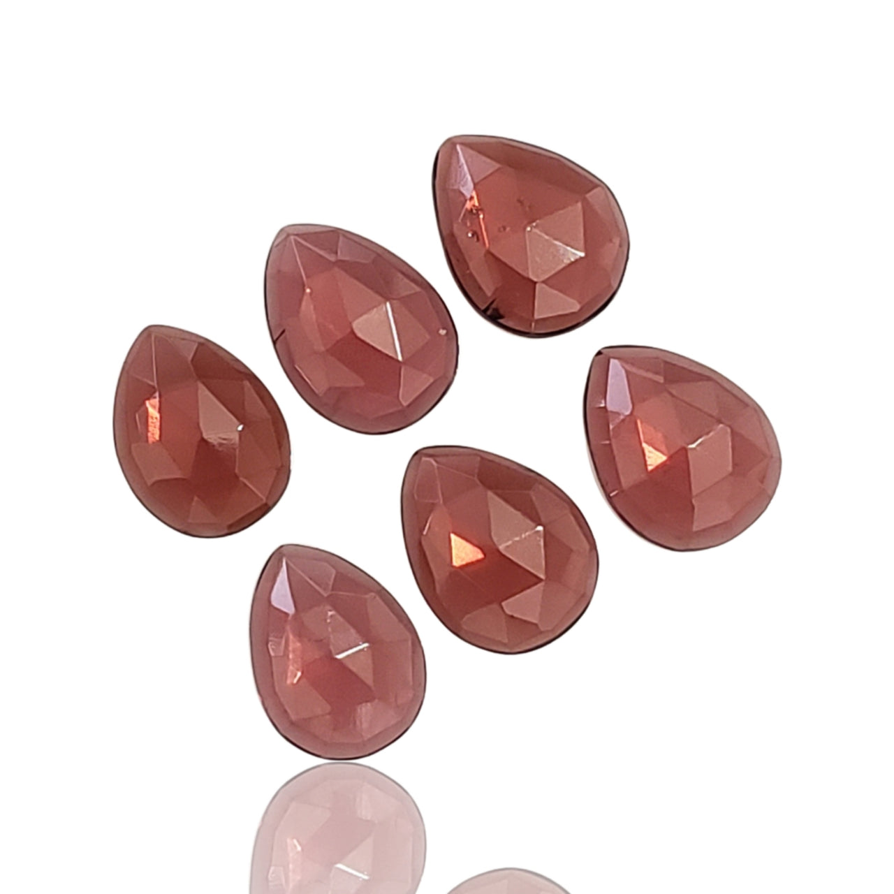 10Ct 6Pcs Natural Almandine Red Garnet Rose Cut Cabochons LOT. Length range- approx. 9.5mm to 10mm