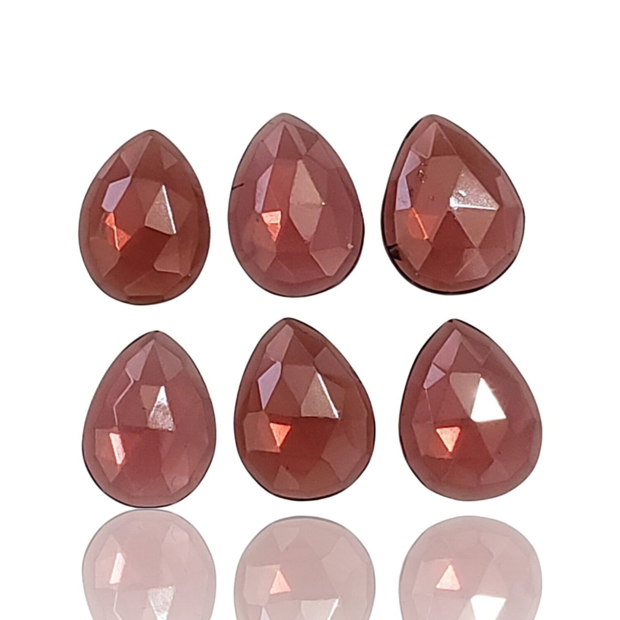 10Ct 6Pcs Natural Almandine Red Garnet Rose Cut Cabochons LOT. Length range- approx. 9.5mm to 10mm