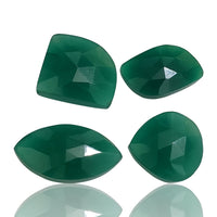 Thumbnail for 53Ct 4PCs Natural Green Onyx Faceted Rose Cut Cabochon LOT. Size- approx. 17mm to 25mm