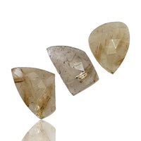 Thumbnail for 20Ct 3Pcs Natural Golden Rutile Quartz Rose Cut Cabochons LOT. Length range- approx. 16mm to 18mm