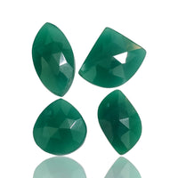 Thumbnail for 53Ct 4PCs Natural Green Onyx Faceted Rose Cut Cabochon LOT. Size- approx. 17mm to 25mm