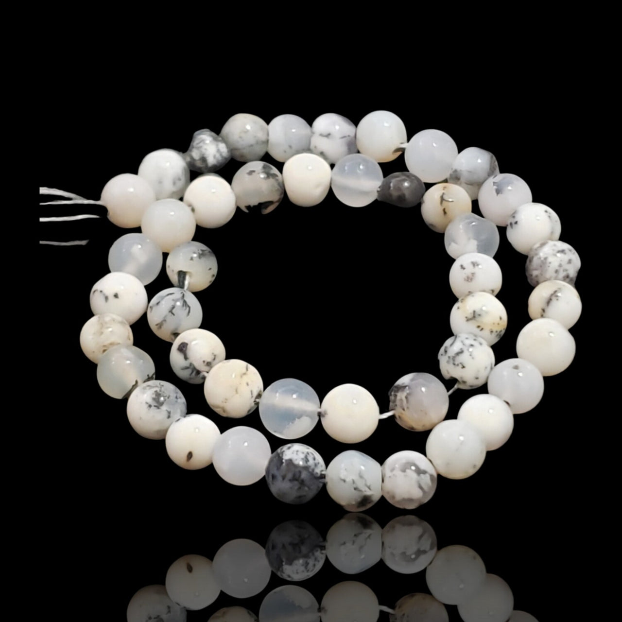 Natural Dendrite Opal ROUND Bead Strand