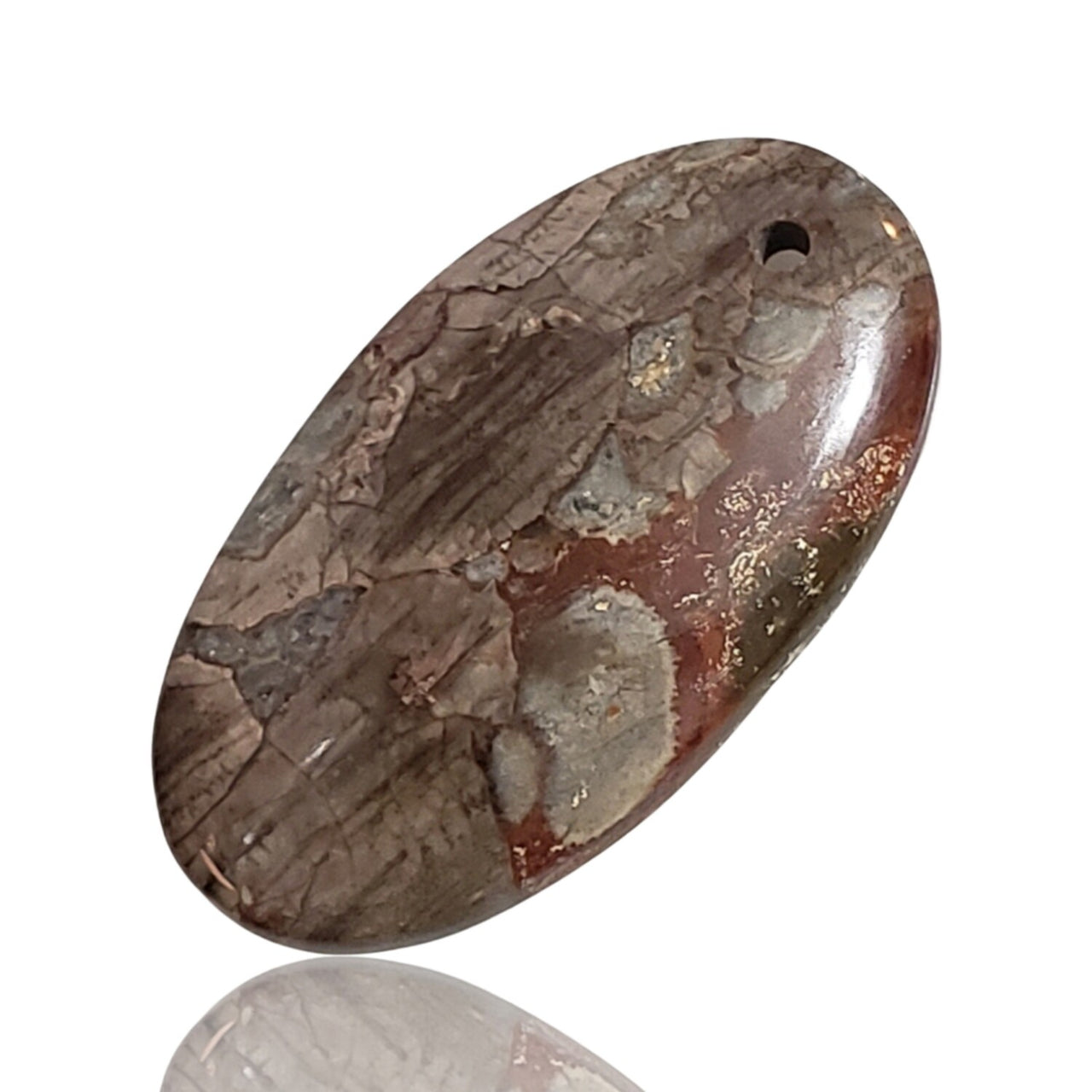 17Ct Natural Mushroom Rhyolite DRILLED Pendant Bead. Size- approx. 31x17mm