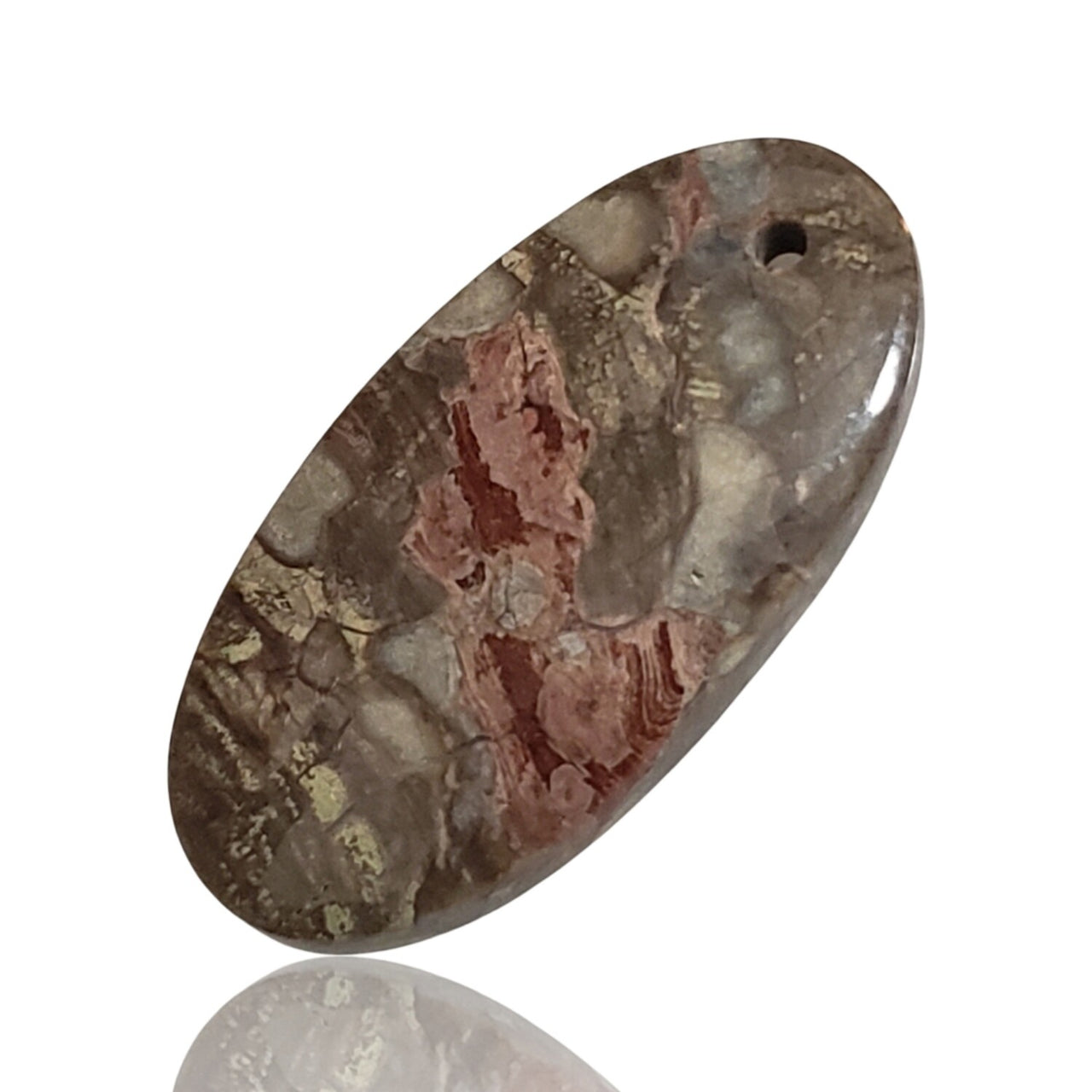 20Ct Natural Mushroom Rhyolite DRILLED Pendant Bead. Size- approx. 33x16mm