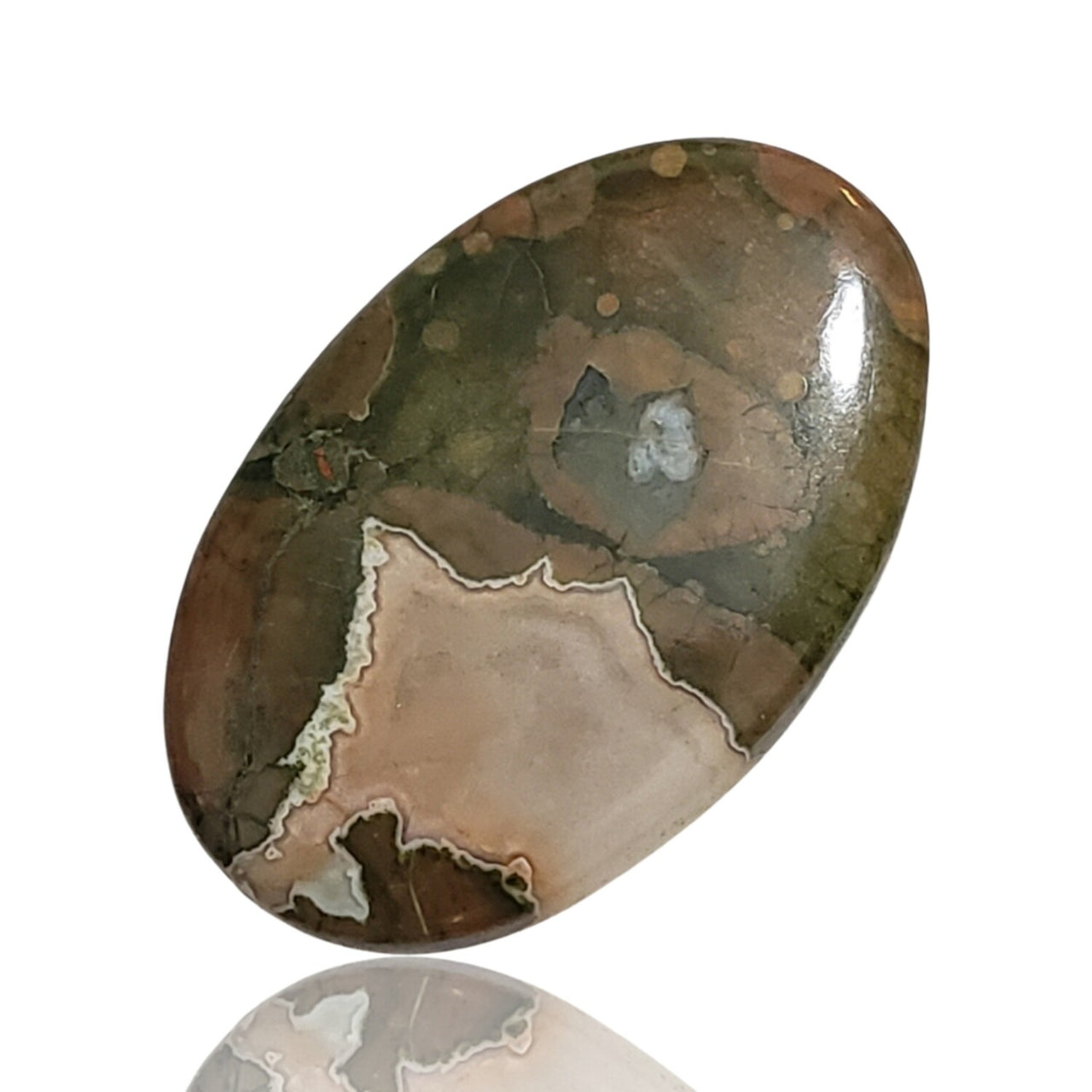 25Ct Natural Rhyolite Rainforest Cabochon. Size- approx. 31x20mm