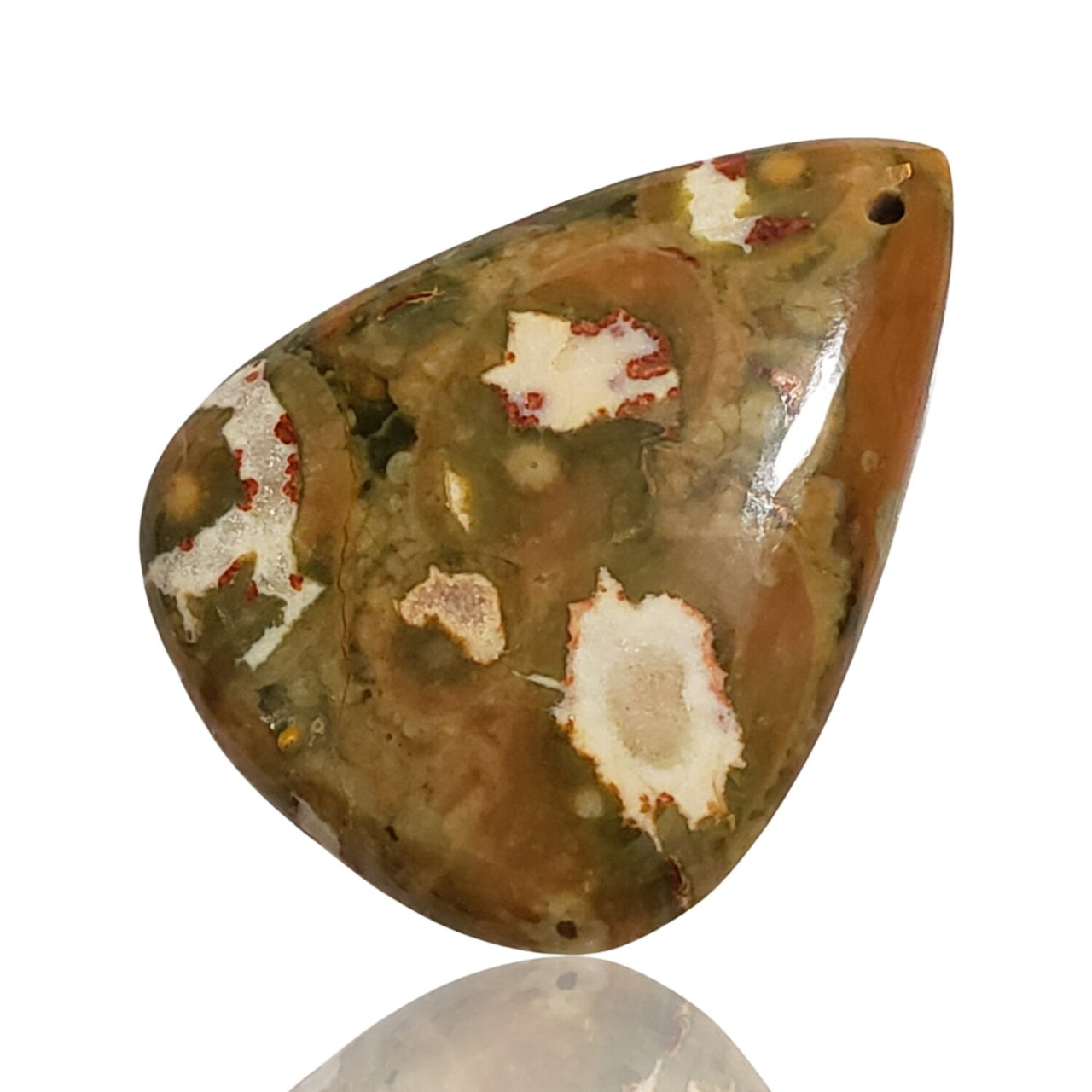 41Ct Natural Rhyolite Rainforest DRILLED Pendant Bead. Size- approx. 36x28mm