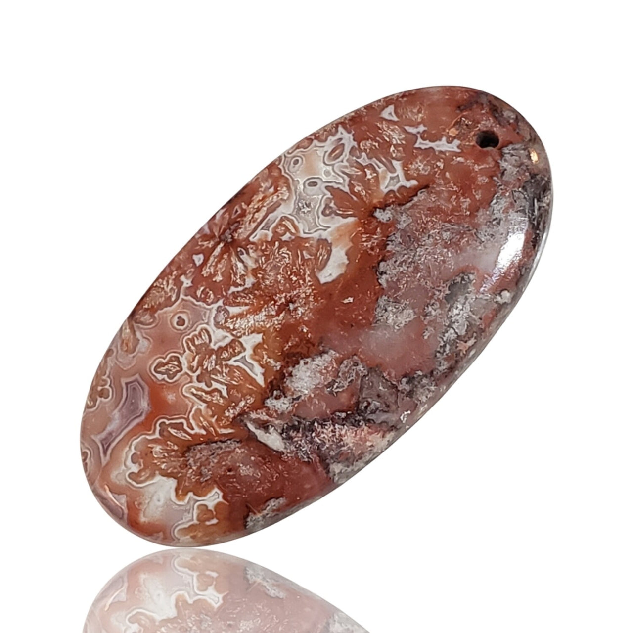 35.5Ct Natural Mexican Laguna Jasper DRILLED Pendant Bead. Size- approx. 42x22mm