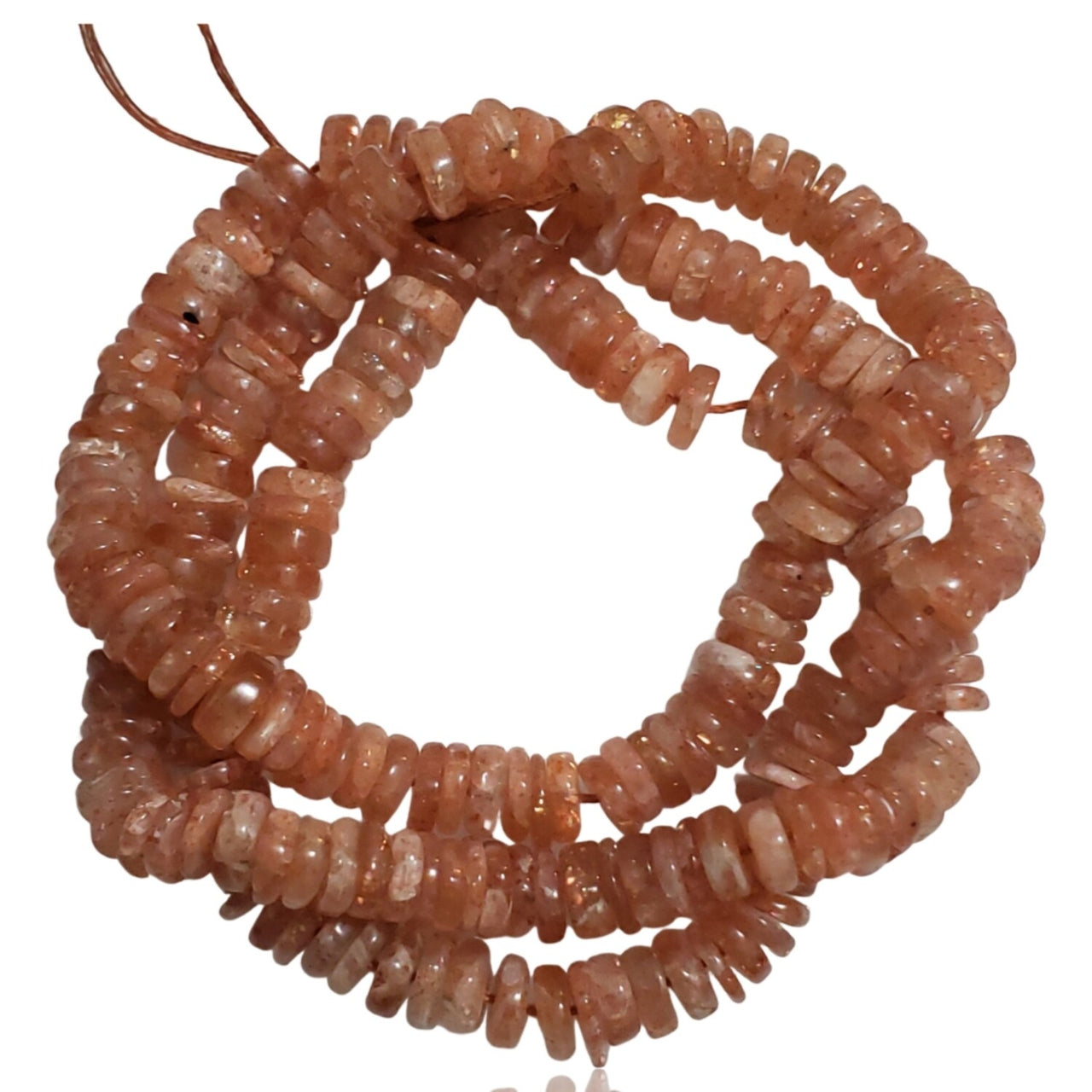 Natural Sunstone Heishi Round Bead Strand