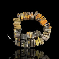 Thumbnail for Natural Natural Bumble Bee Jasper/Eclipse Stone Heishi Square Choki Bead Strand