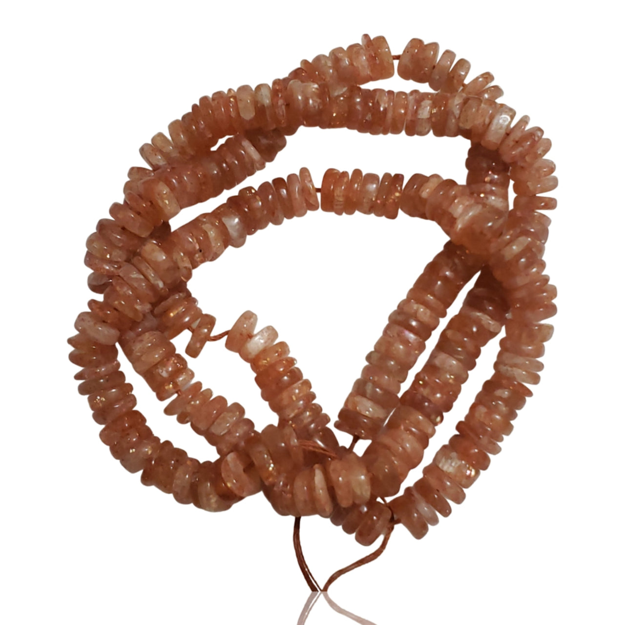 Natural Sunstone Heishi Round Bead Strand