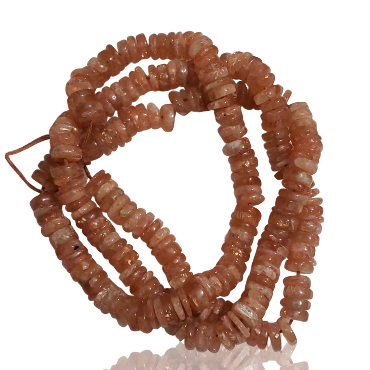 Natural Sunstone Heishi Round Bead Strand