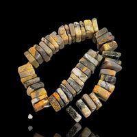 Thumbnail for Natural Bumble Bee Jasper/Eclipse Stone Heishi Square Choki Bead Strand