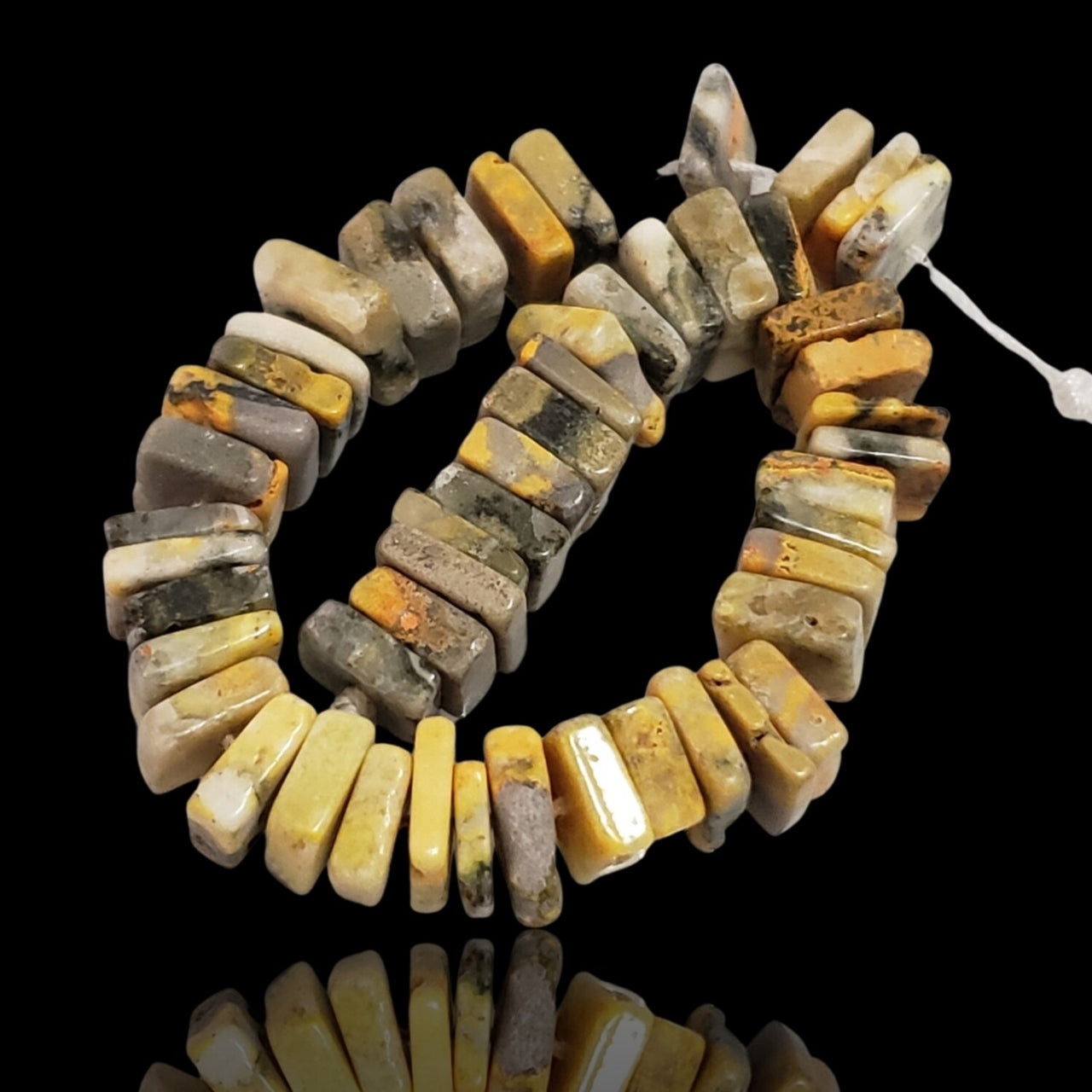 Natural Natural Bumble Bee Jasper/Eclipse Stone Heishi Square Choki Bead Strand