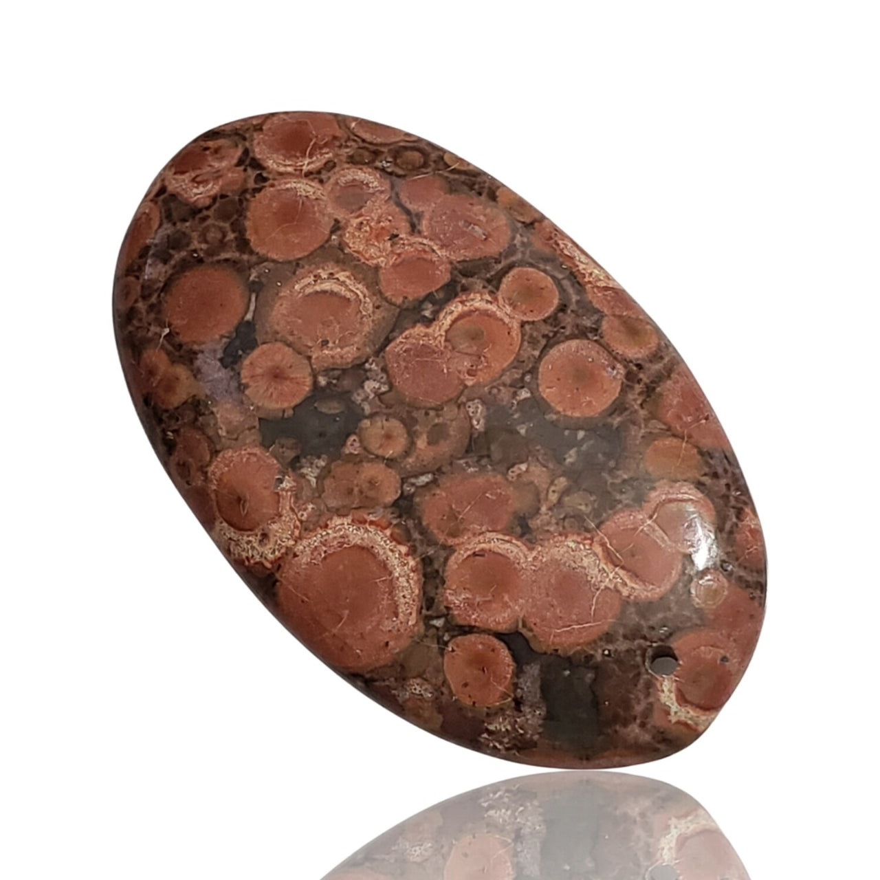 44Ct Natural Red Poppy Jasper DRILLED Pendant Bead 46x27mm