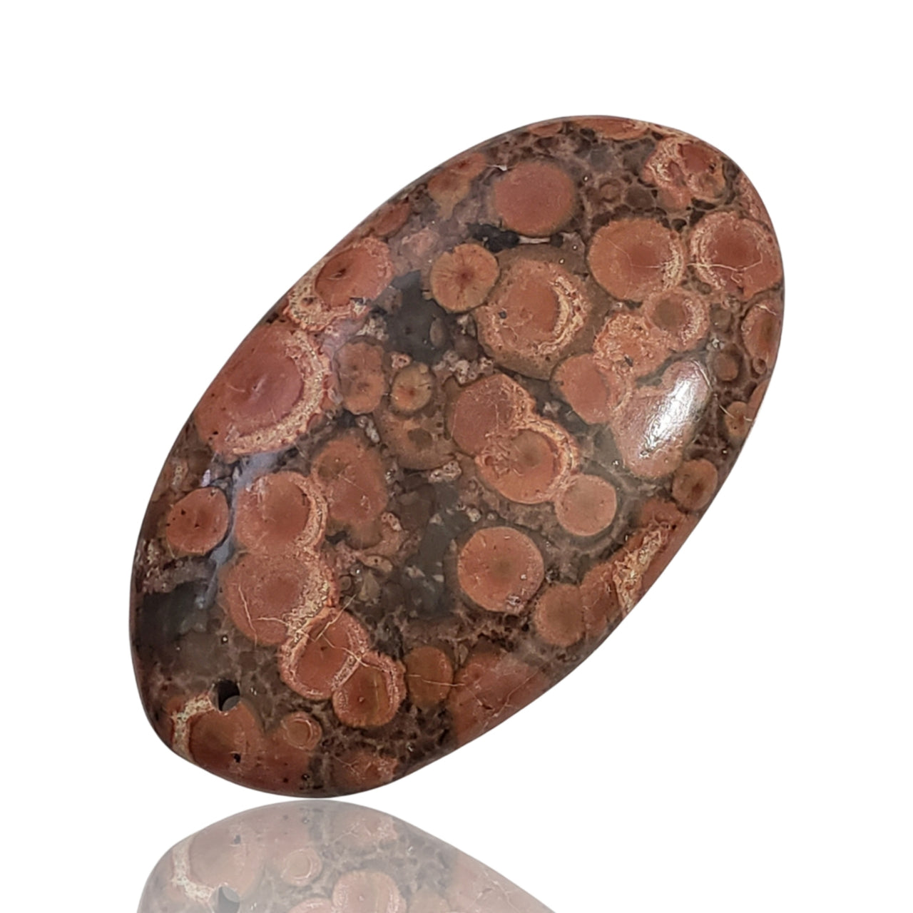 44Ct Natural Red Poppy Jasper DRILLED Pendant Bead 46x27mm