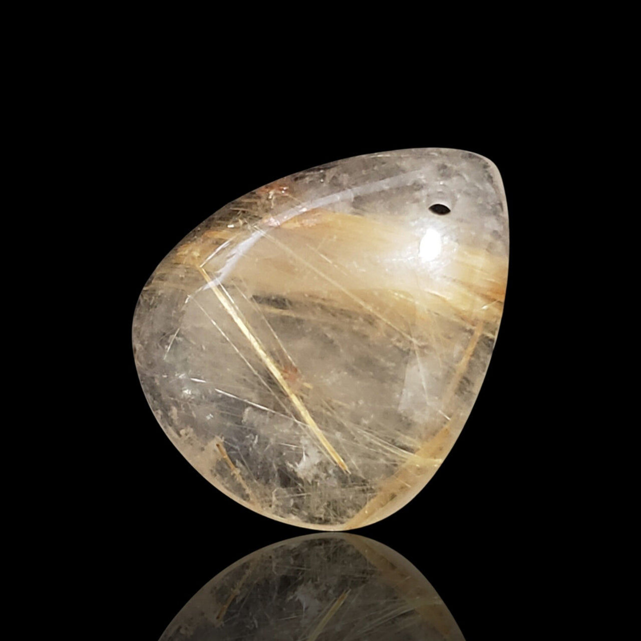 26Ct Natural Golden Rutile Quartz DRILLED Pendant Bead 25x21mm