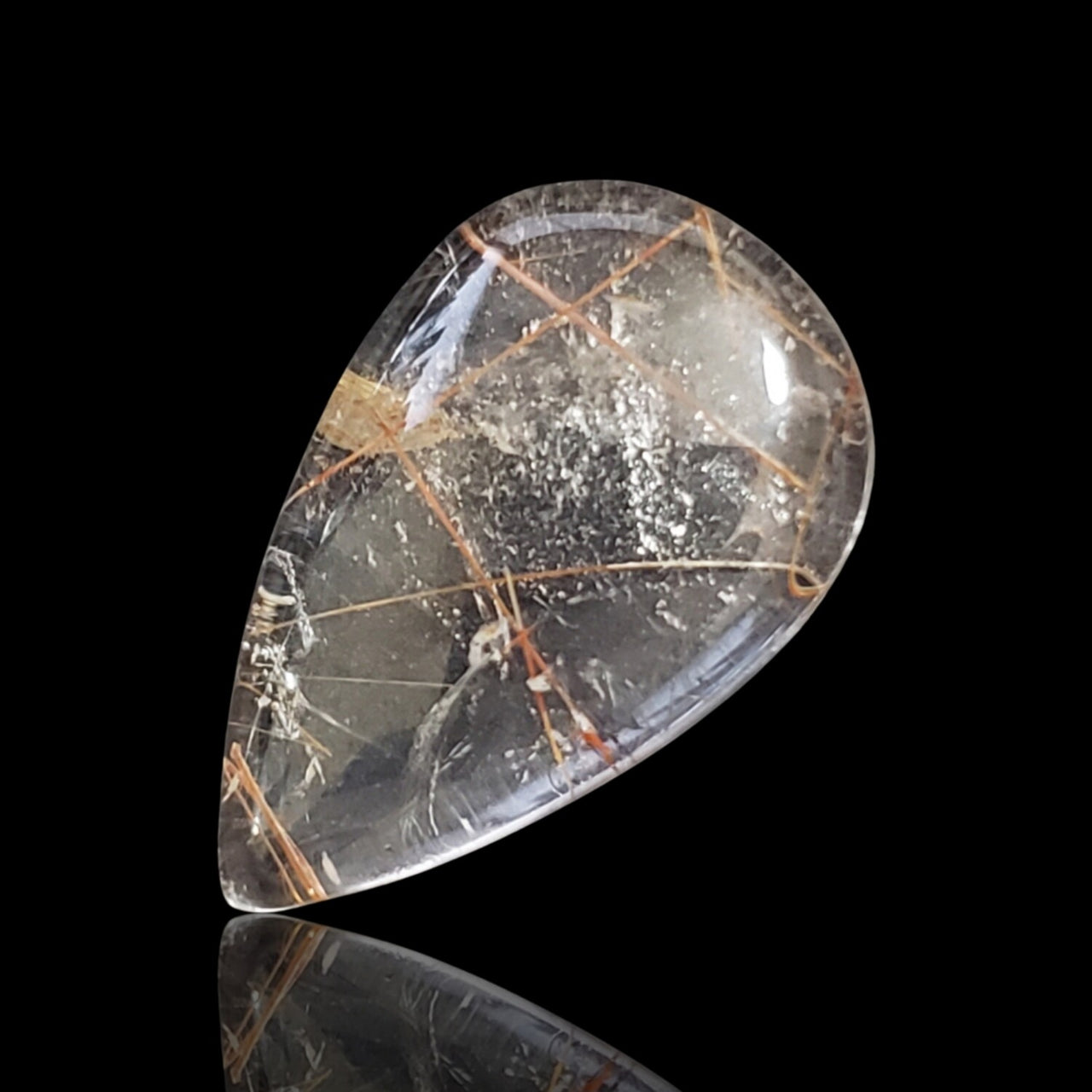 19.5Ct Natural Copper Rutile Quartz Cabochon 25x15mm