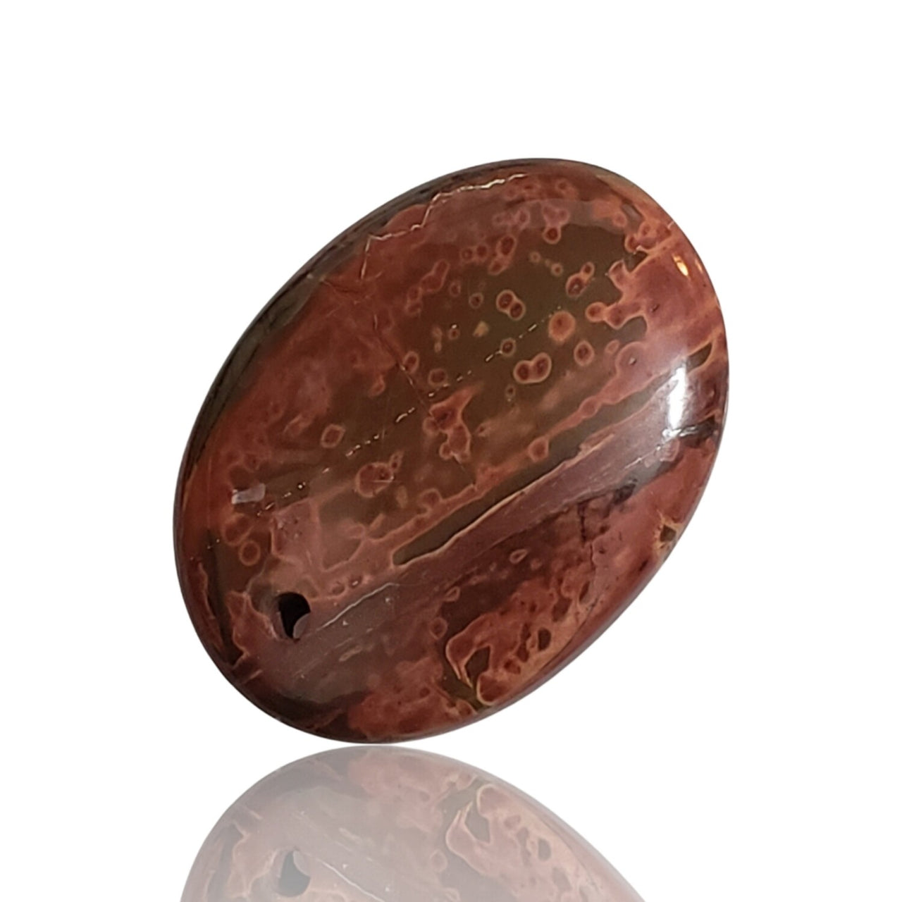 21Ct Natural Red Creek Jasper DRILLED Pendant Bead 26x20mm