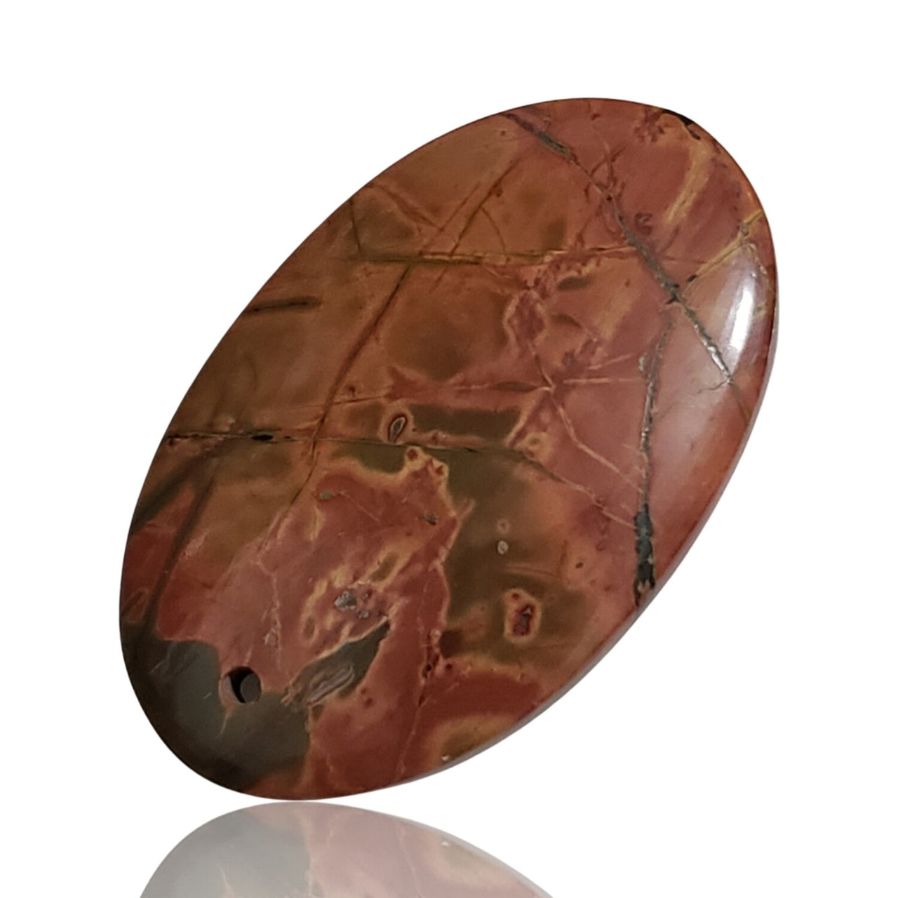 35.5Ct Natural Red Creek Jasper DRILLED Pendant Bead 37x23mm