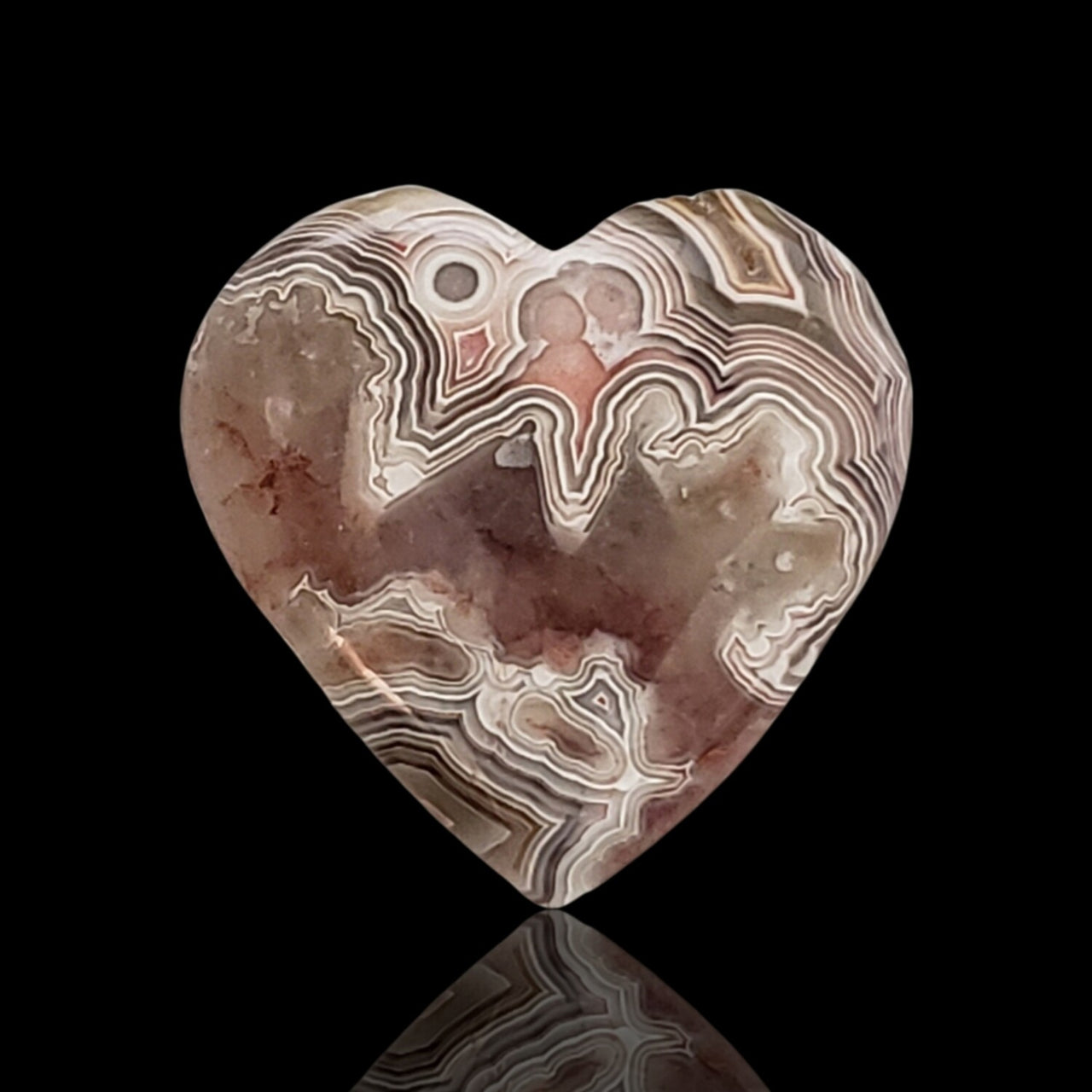 17Ct Natural Crazy Lace Agate Heart Cabochon 22x22mm