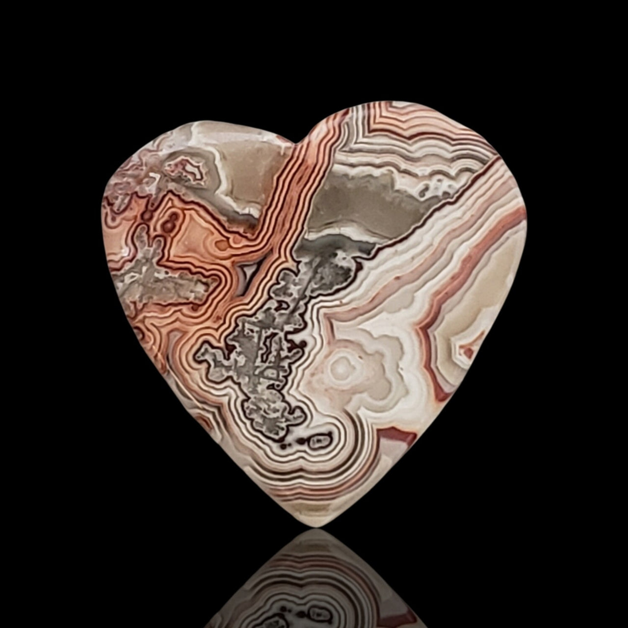 14.5Ct Natural Crazy Lace Agate Heart Cabochon 22x22mm