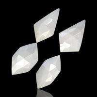 Thumbnail for 25.5Ct 4Pcs Natural Silky White Moonstone Rose Cut Flat Base Cabochon LOT Length range is 18.5 to 20mm