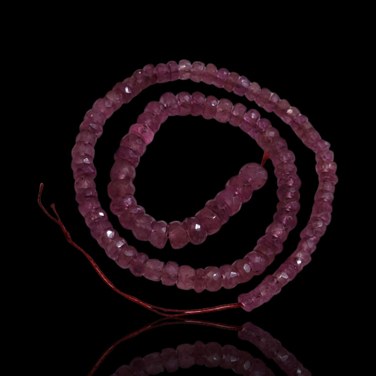 Natural Ruby Roundel Bead Strand