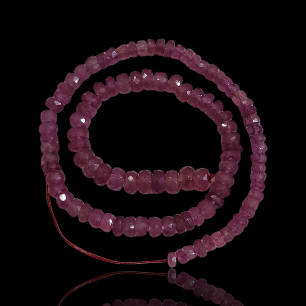 Natural Ruby Roundel Bead Strand