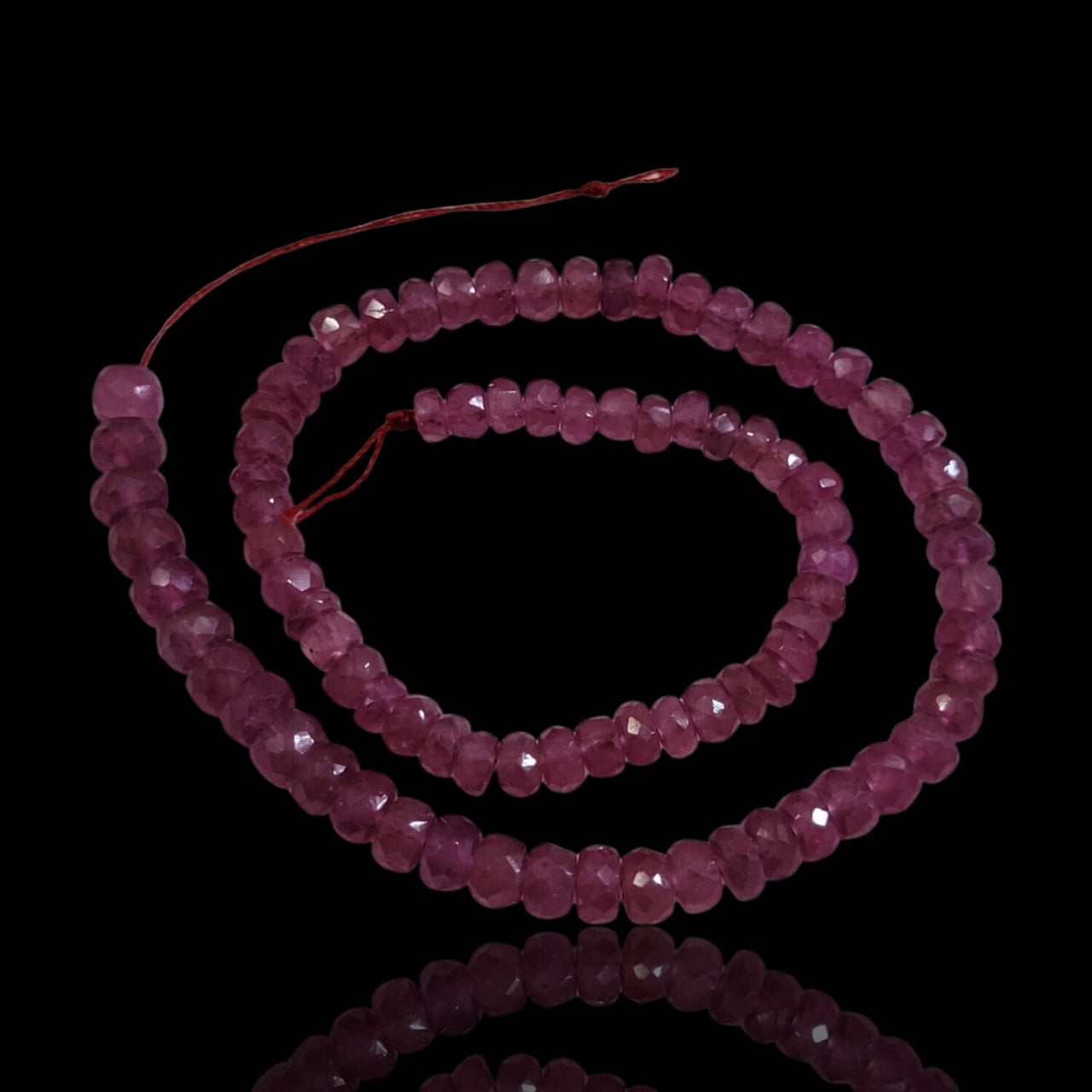 Natural Ruby Roundel Bead Strand