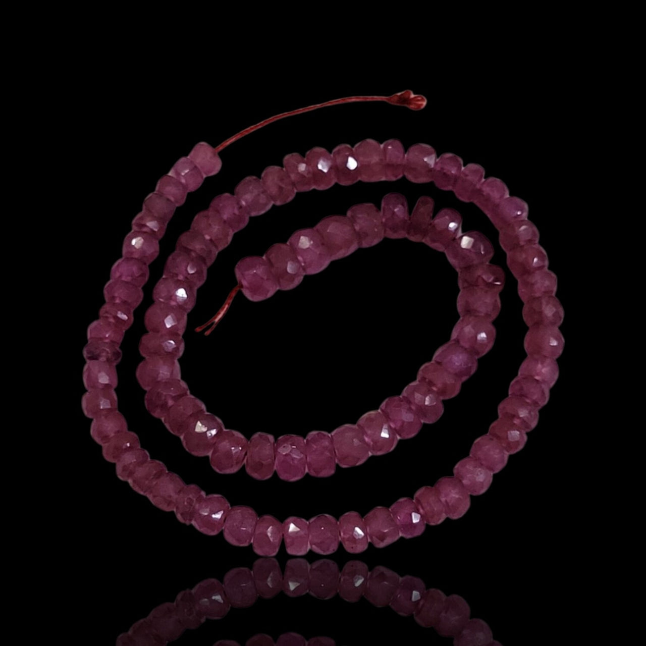 Natural Ruby Roundel Bead Strand