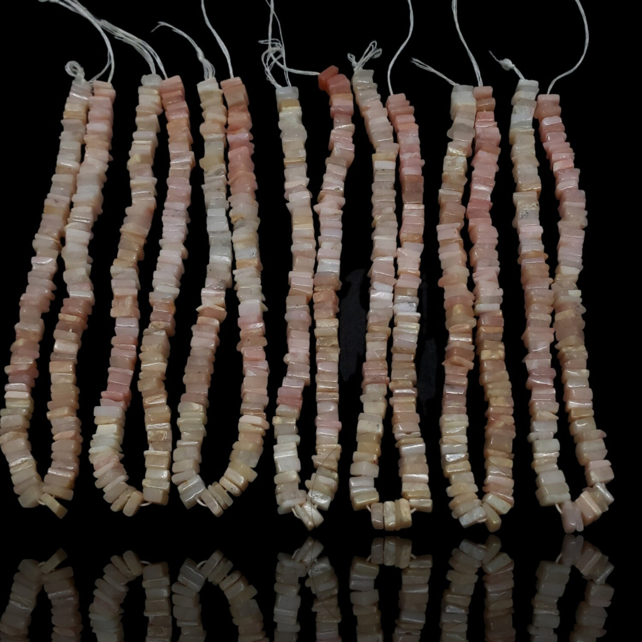 Natural Pink Opal Stone Heishi Square Choki Bead Strand