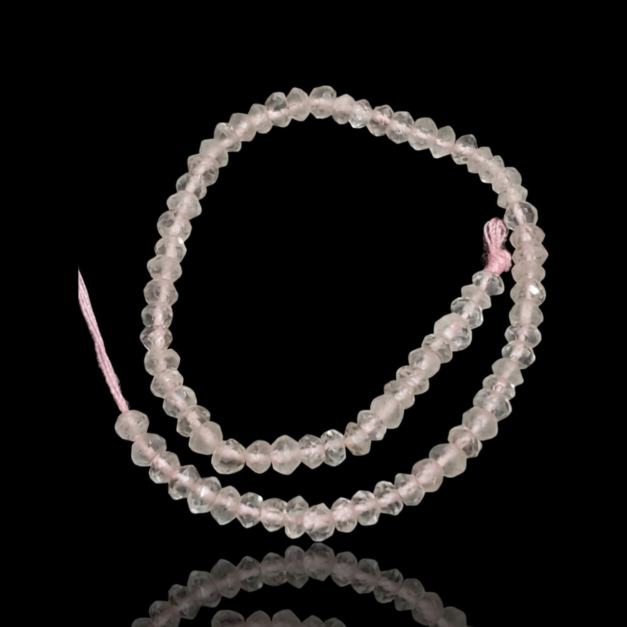 Natural Rose Quartz Roundel Bead Strand