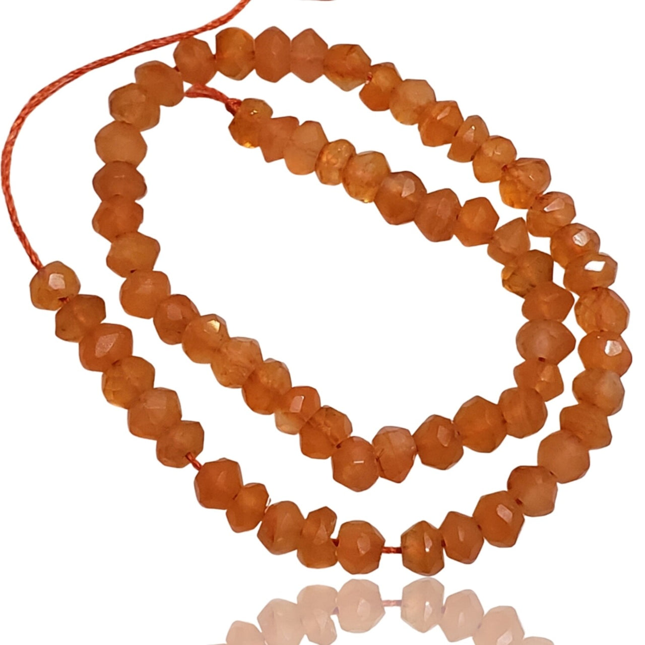 Natural Carnelian Roundel Bead Strand