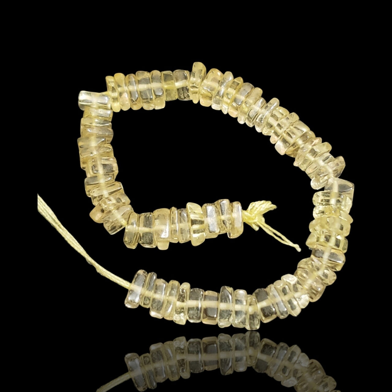 Natural Lemon Citrine Heishi Square Choki Bead Strand