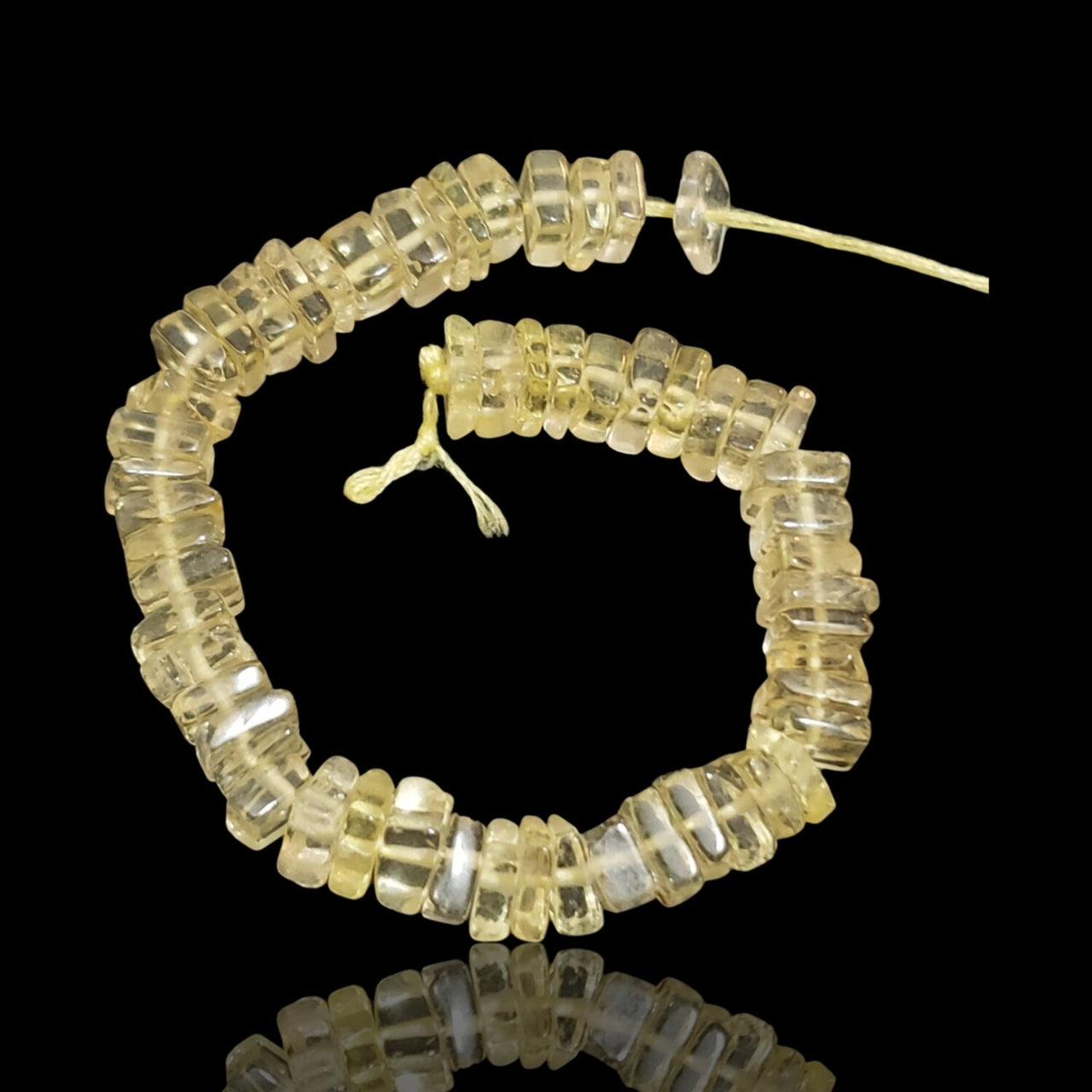 Natural Lemon Citrine Heishi Square Choki Bead Strand