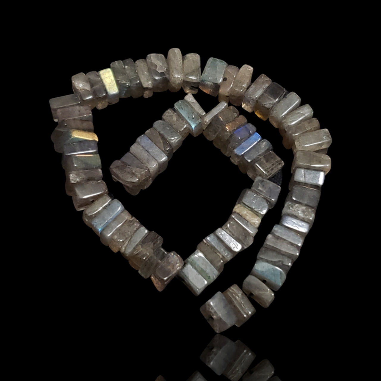 Natural Labradorite Heishi Square Choki Bead Strand