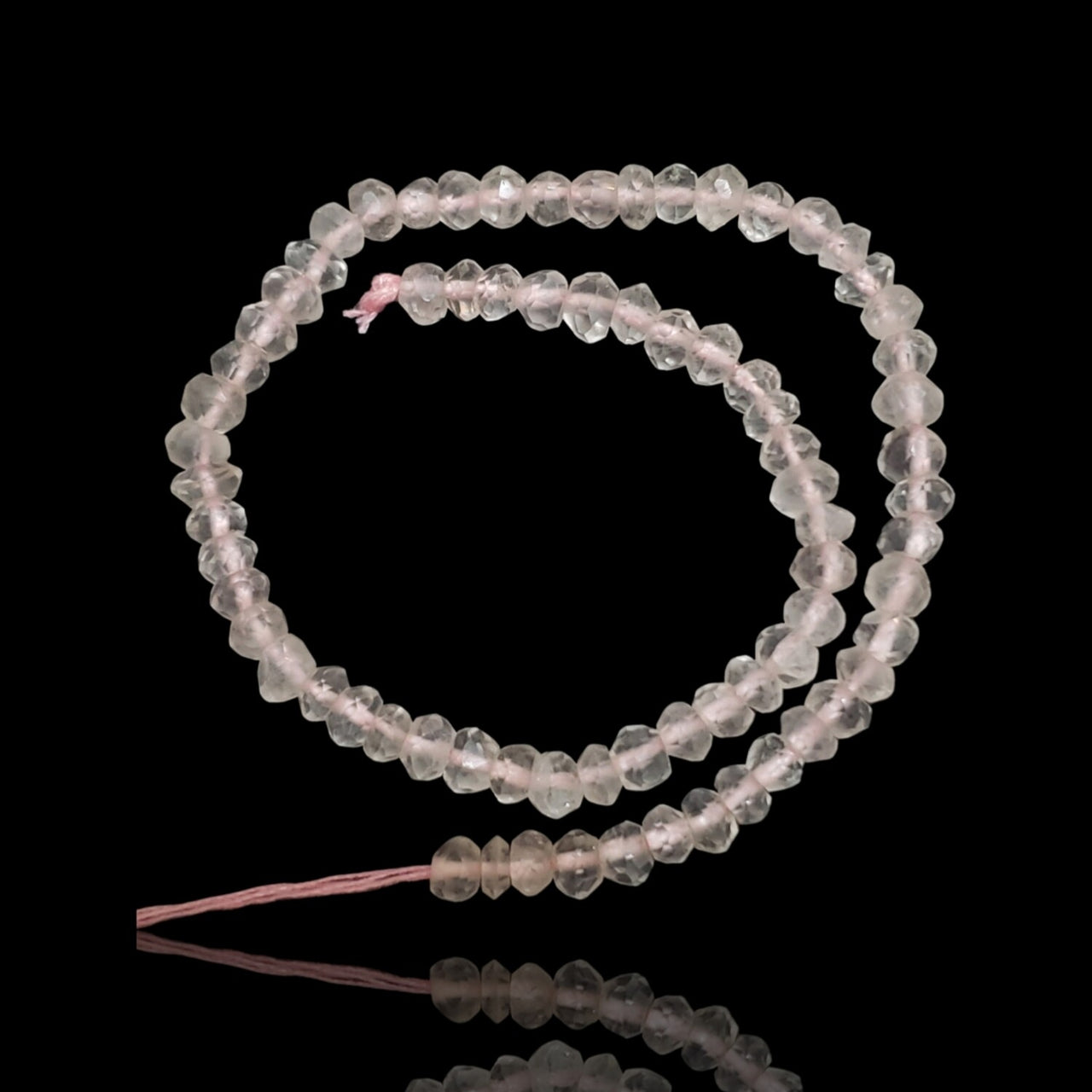 Natural Rose Quartz Roundel Bead Strand