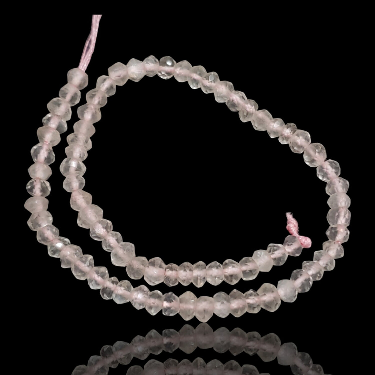 Natural Rose Quartz Roundel Bead Strand