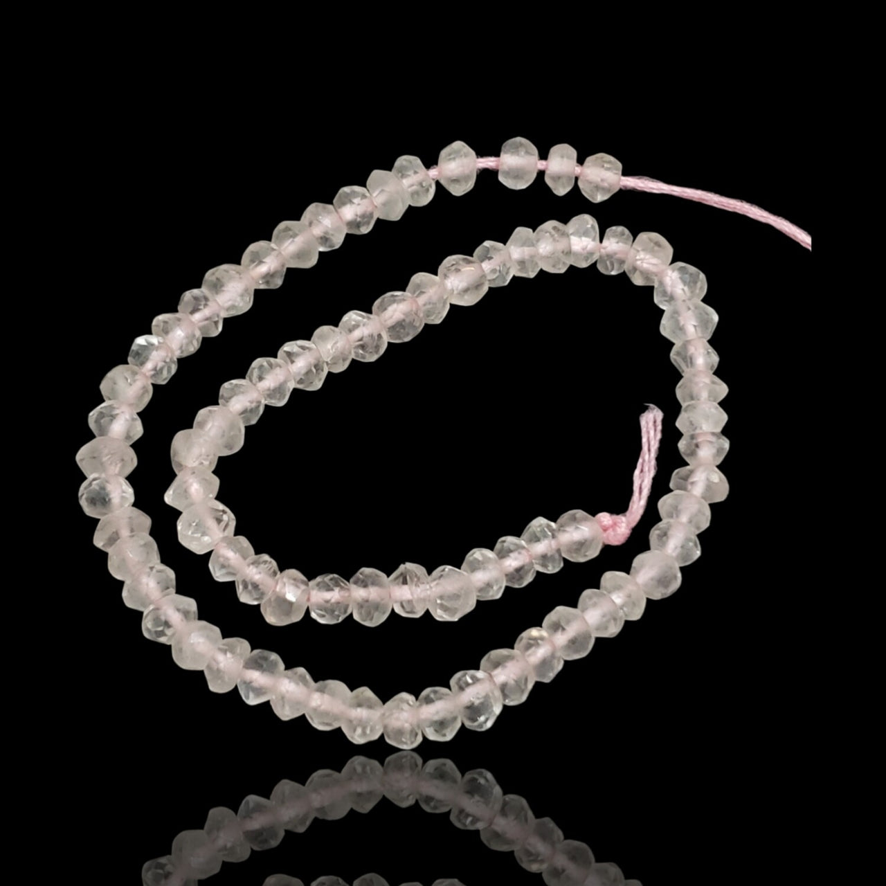 Natural Rose Quartz Roundel Bead Strand