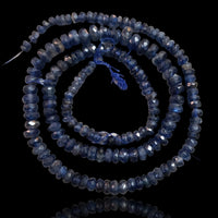 Thumbnail for Natural Deep Blue Kyanite Roundel Bead Strand