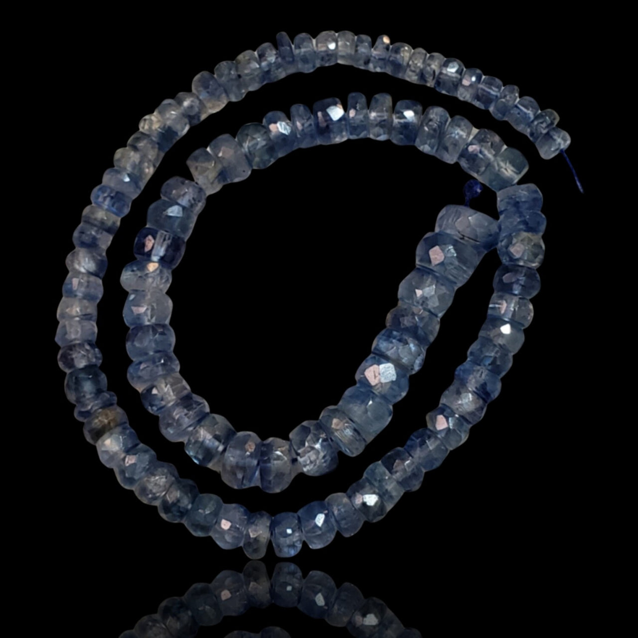 Natural Kyanite Roundel Bead Strand