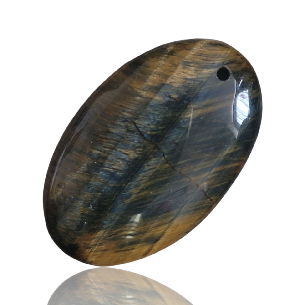 37Ct Natural Tiger Eye DRILLED Pendant Bead 36x22mm