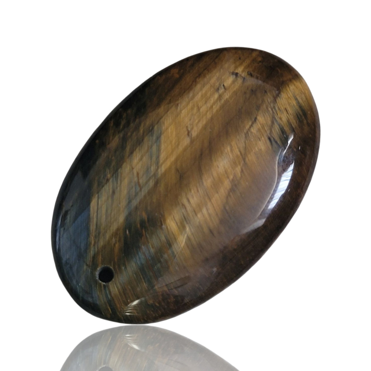 39Ct Natural Tiger Eye DRILLED Pendant Bead 36x23mm