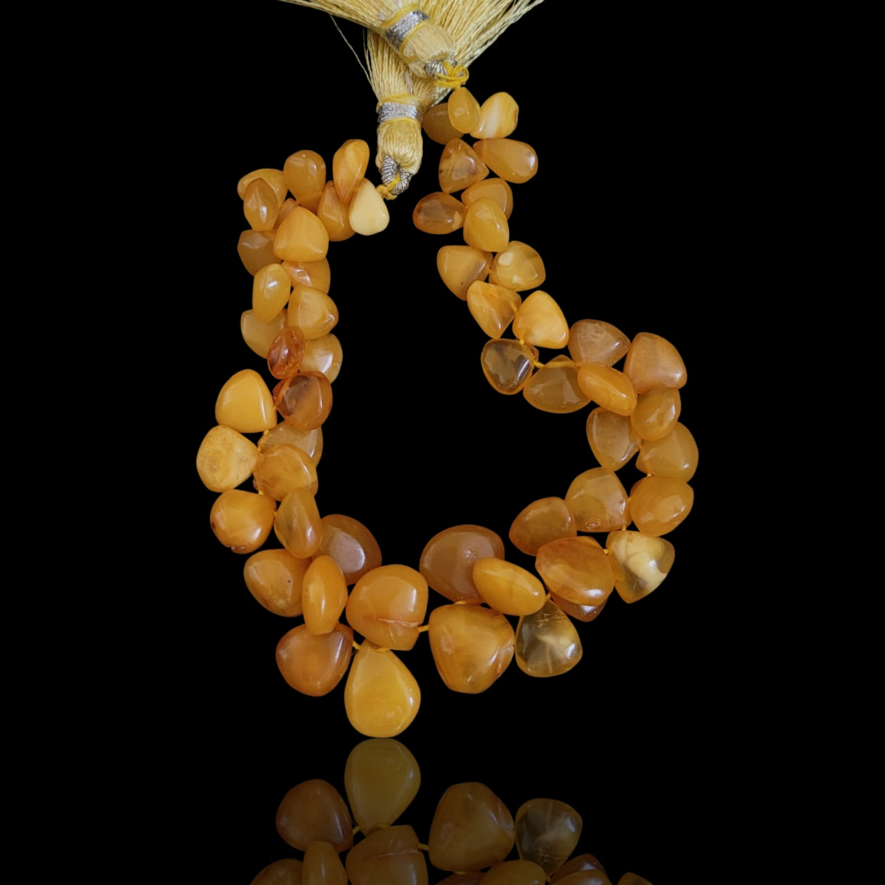 Natural Milky Baltic Amber Teardrop Bead Strand