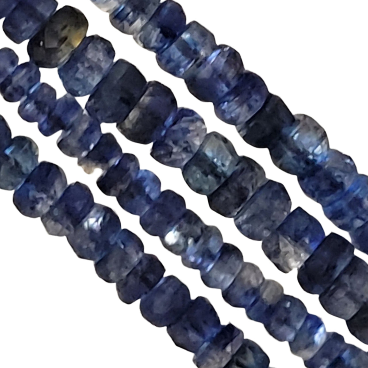 Natural DEEP Blue Kyanite Roundel Bead Strand