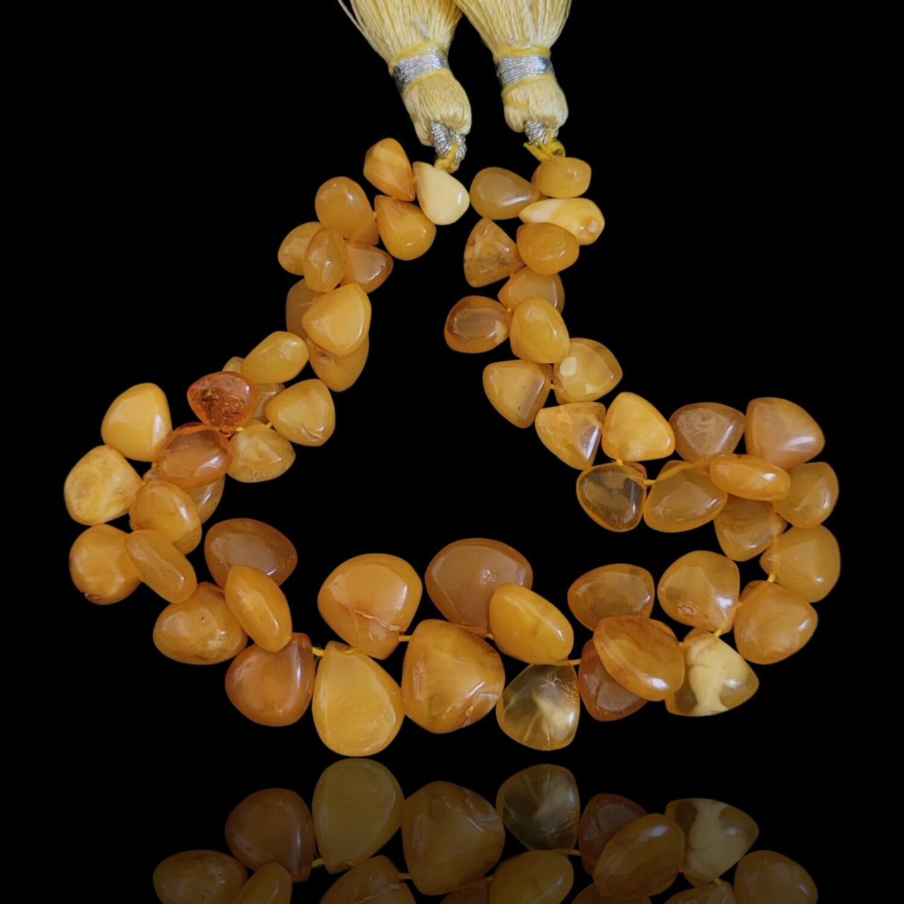 Natural Milky Baltic Amber Teardrop Bead Strand